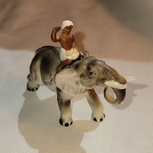 𝅺BONE CHINA INDIAN ELEPHANT AND RIDER - Picture 1 of 9